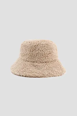 Ardene Beige Sherpa Bucket Hat | Polyester