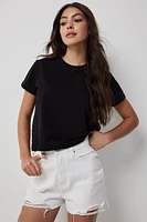 Ardene Basic Crop Short Sleeve T-Shirt in | Size | Cotton/Elastane | Eco-Conscious