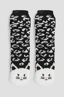 Ardene Cat Slipper Socks in Black | Polyester