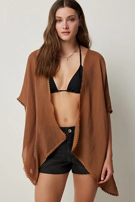 Ardene Crochet Trim Swim Cover Up in Brown | Polyester/Viscose