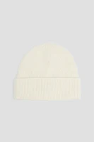 Ardene Wide Cuff Ribbed Beanie in White | Polyester