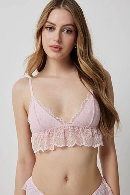 Ardene Lace Longline Bralette in Light Pink | Size | Nylon/Elastane