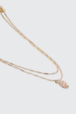 Ardene Tow-Row Seashell Necklace in Gold