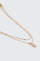 Ardene Tow-Row Seashell Necklace in Gold