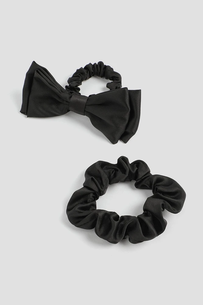 Ardene 2-Pack Satin Scrunchies in Black | Eco-Conscious