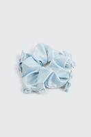 Ardene Satin Scrunchie with Bows in Light Blue
