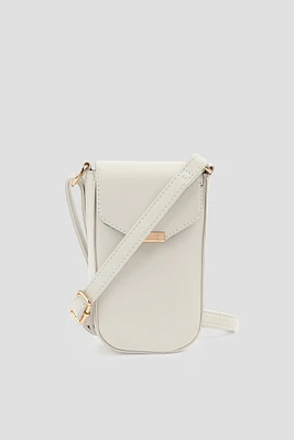 Ardene Faux Leather Phone Bag in White | 100% Recycled Polyester/Faux Leather | Eco-Conscious