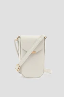 Ardene Faux Leather Phone Bag in White | 100% Recycled Polyester/Faux Leather | Eco-Conscious