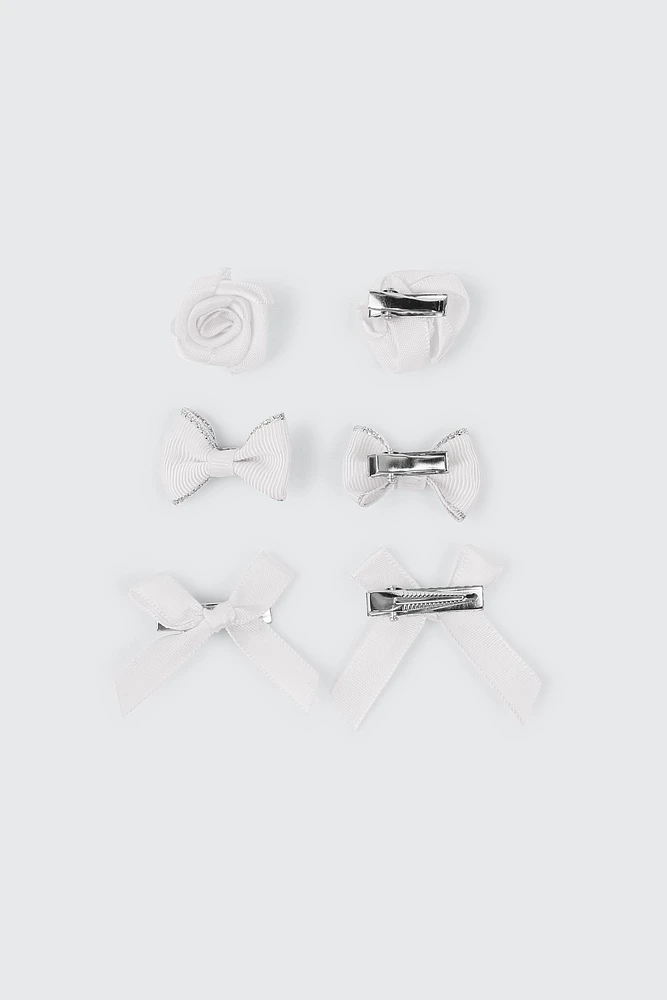 Ardene Kids 6-Pack Hair Bows & Rosettes in White