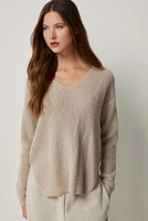 Ardene Shaker Stitch V-Neck Sweater in Beige | Size | 100% Acrylic