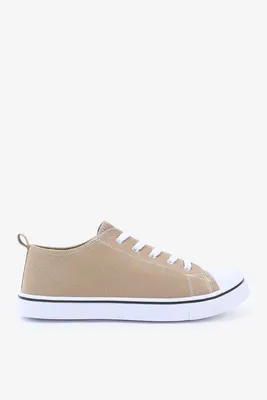 Ardene Low Top Cap Toe Sneakers in Beige | Size | Cotton