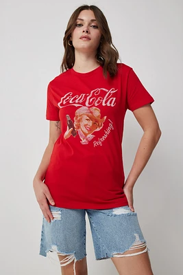 Ardene Oversized Coca-Cola Vintage T-Shirt in Red | Size