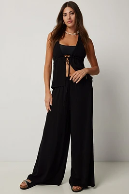 Ardene Crinkled Flowy Pants in | Size | Polyester/Rayon