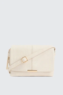 Ardene Rectangular Crossbody Bag in Beige | 100% Recycled Polyester/Faux Leather | Eco-Conscious