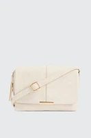 Ardene Rectangular Crossbody Bag in Beige | 100% Recycled Polyester/Faux Leather | Eco-Conscious