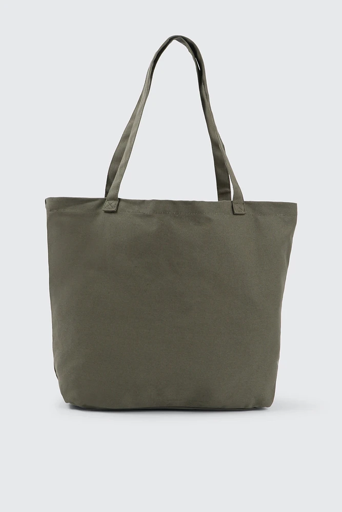 Ardene Canvas Tote Bag in Khaki | Cotton | Eco-Conscious | 100% Recycled