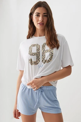 Ardene Boxy PJ Set in White | Size | Polyester/Spandex | Eco-Conscious