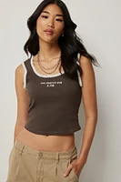 Ardene Lace Trim Tank Top in Brown | Size | 100% Cotton