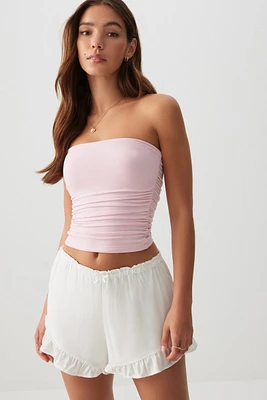 Ardene Ruffle Shorts in White | Size | Rayon