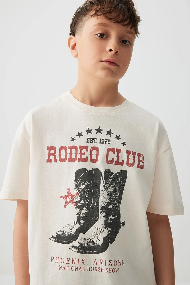 Ardene Kids Oversized Graphic T-Shirt in Beige | Size | 100% Cotton