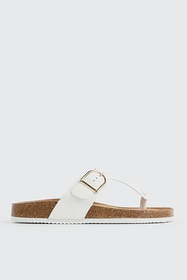 Ardene T-Strap Buckle Sandals in | Size | Faux Leather | Eco-Conscious