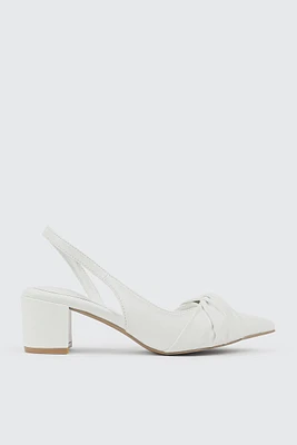 Ardene Slingback Heeled Shoes with Pleated Detail in | Size | Faux Leather | Eco-Conscious