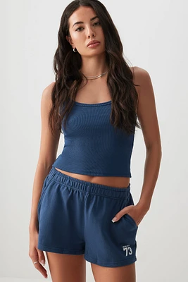 Ardene French Terry Shorts in Dark Blue | Size | 100% Cotton