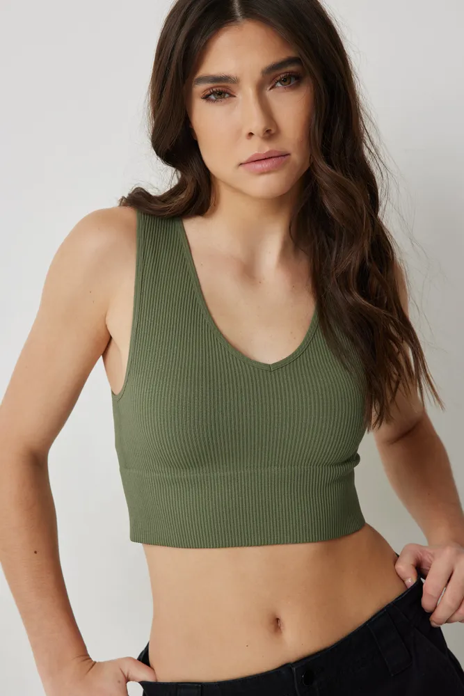 Ultra-Cropped Rib-Knit Tank Top