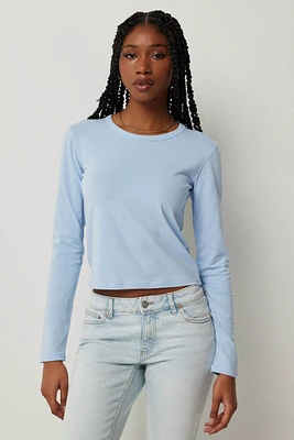 Ardene Effortless Everyday Long Sleeve T-Shirt in Light | Size | Cotton/Elastane | Eco-Conscious