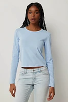 Ardene Basic Crop Long Sleeve T-Shirt in Light | Size | Cotton/Elastane | Eco-Conscious