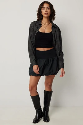 Ardene Bubble Mini Skirt in Black | Size | Polyester/Cotton