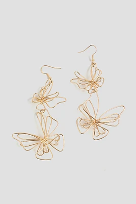 Ardene Double Butterfly Earrings in Gold | Stainless Steel