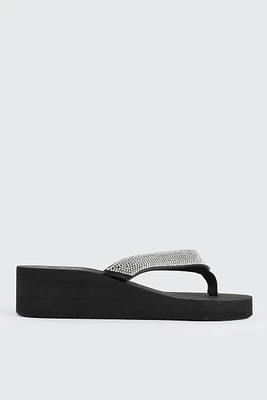 Ardene Embellished Wedge Flip-Flops Sandals in | Size