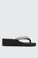 Ardene Embellished Wedge Flip-Flops Sandals in | Size