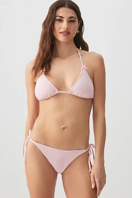Ardene Textured Flower Cheeky Bikini Bottom in Light | Size | Polyester/Elastane | Microfiber