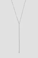 Ardene 14K White Gold Plated Y Necklace in Silver