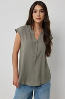 Ardene Basic Dolman Cap Sleeve Tunic in Dark Green | Size | Viscose | Eco-Conscious | 100% Recycled