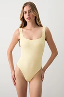 Ardene Basic Super Soft Slip On Bodysuit in Light Yellow | Size | Polyester/Elastane | Eco-Conscious