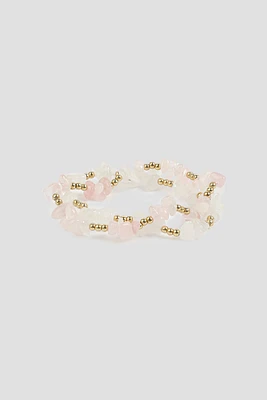 Ardene 2-Pack Semi-Precious Stone Bracelets in Light Pink