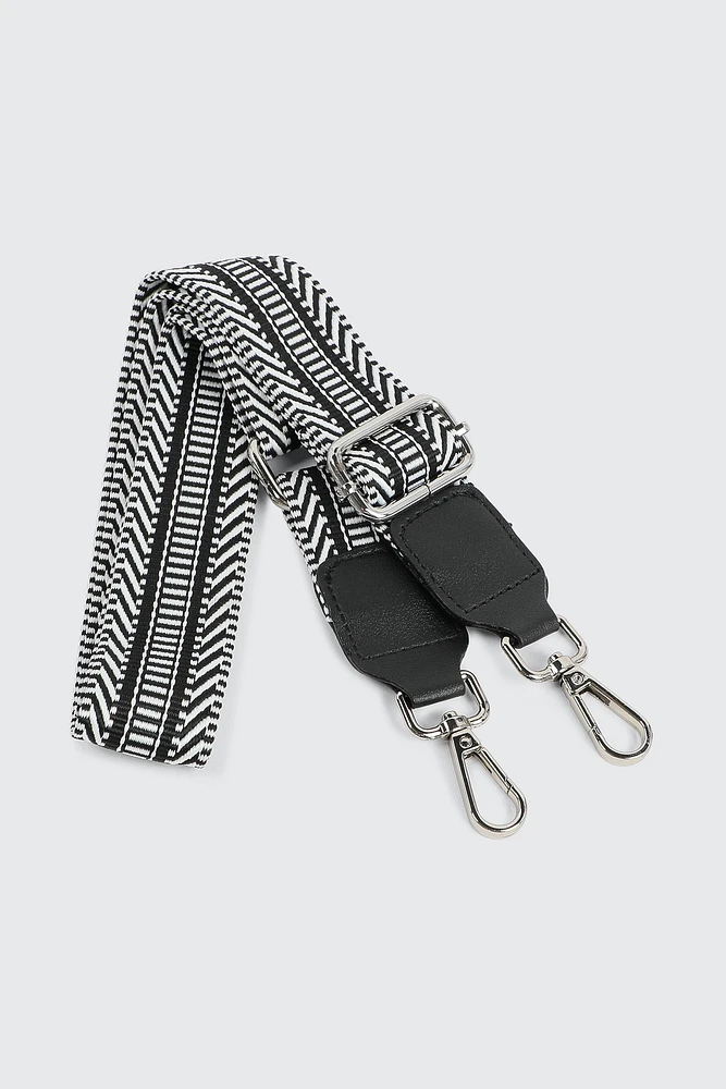 Ardene Printed Adjustable Crossbody Strap in Black | Polyester