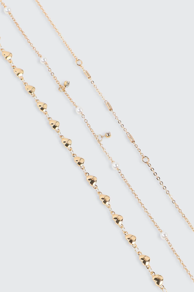 Ardene 3-Pack Embellished Anklets in Gold | Eco-Conscious