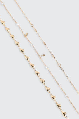 Ardene 3-Pack Embellished Anklets in Gold | Eco-Conscious