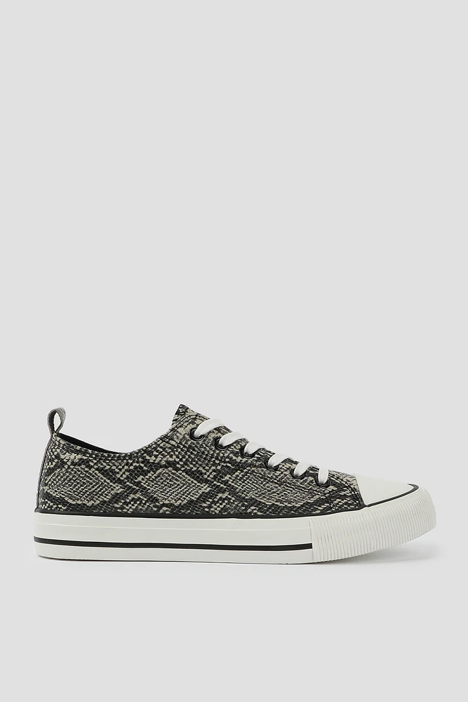 Ardene Snake Low Top Sneakers with Toe Cap | Size | Faux Leather