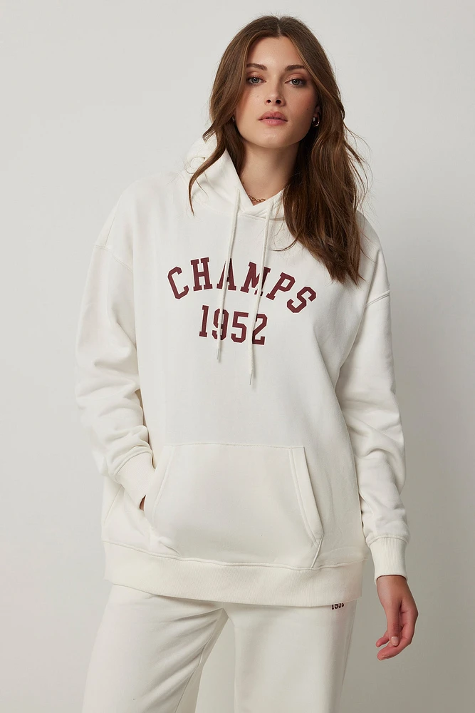 Ardene Graphic Hoodie in White | Size | Polyester/Cotton | Fleece-Lined