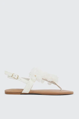Ardene 3D Floral V Strap Sandals in | Size | Faux Leather