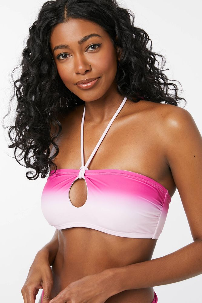 Ardene Shirred Bandeau Bikini Top in, Size, Polyester/Nylon/Spandex, Microfiber