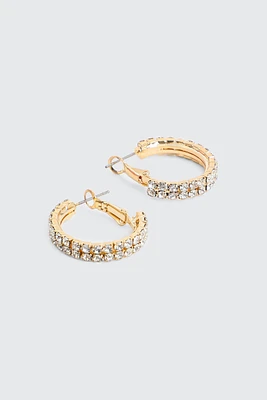 Ardene Two-Row Hoop Earrings in Gold | Stainless Steel