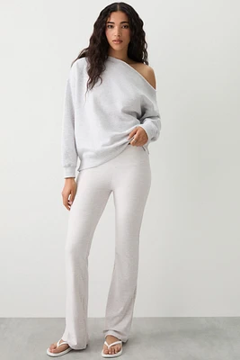 Ardene Lettering Back Flare Leggings in Light Grey | Size | Polyester/Spandex | Eco-Conscious