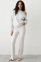 Ardene Lettering Back Flare Leggings in Light Grey | Size | Polyester/Spandex | Eco-Conscious