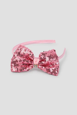 Ardene Kids Sequin Bow Headband in Pink